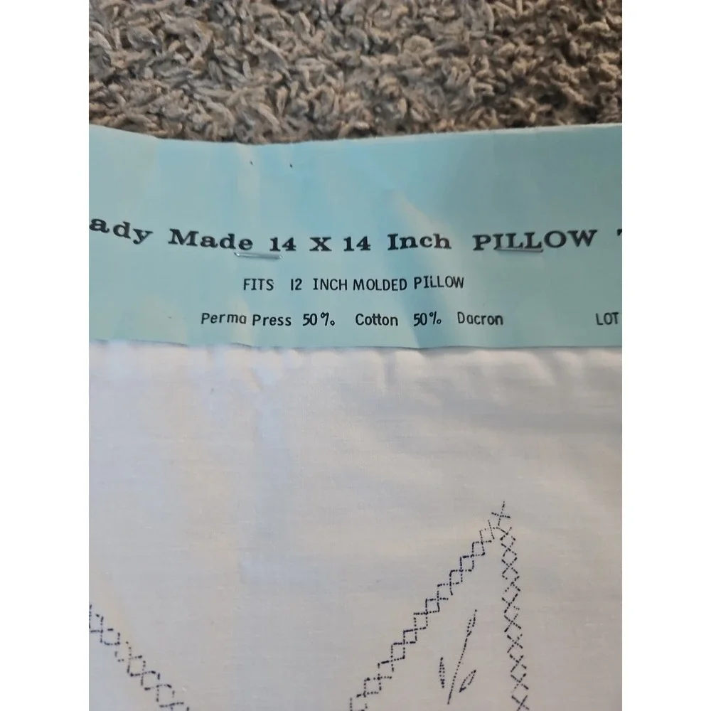 Vintage Nojae of Fairway Stamped 14x14 Hand Embroidery Pillow Top With Lace Trim